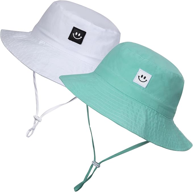 Baby Sun Hat Smile Face UPF 50+ Toddler Bucket Hat by MaxNova