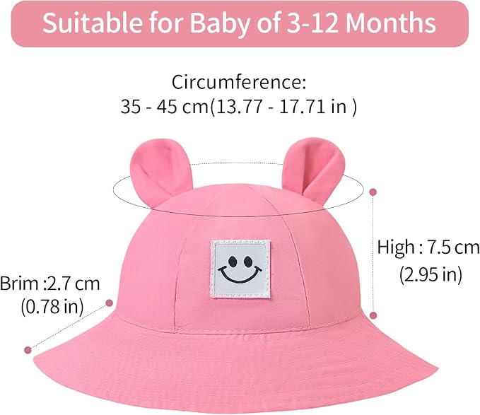 Baby Bucket hat Cute Infant Bear Sun Hat Summer Girls Boys Cap | Bear Cute - Image 3