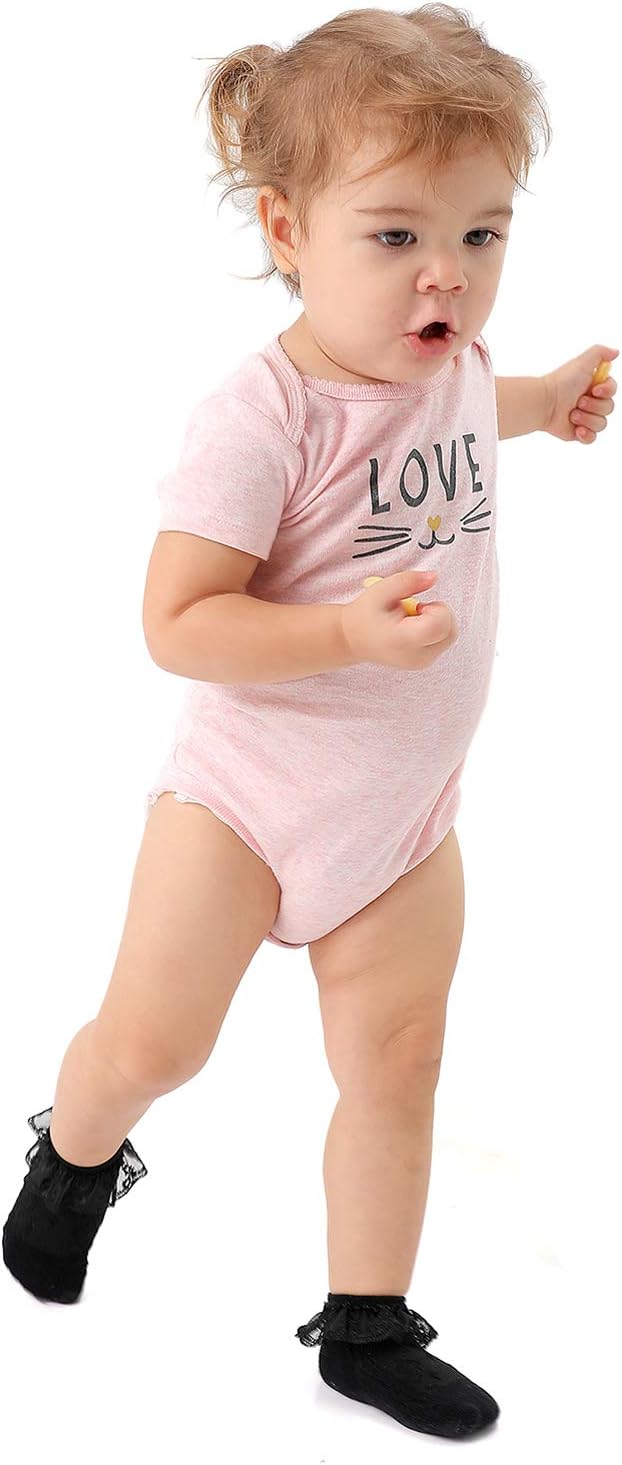 EPEIUS Baby Girl Ruffle Socks, Eyelet Frilly Lace Socks - Image 2