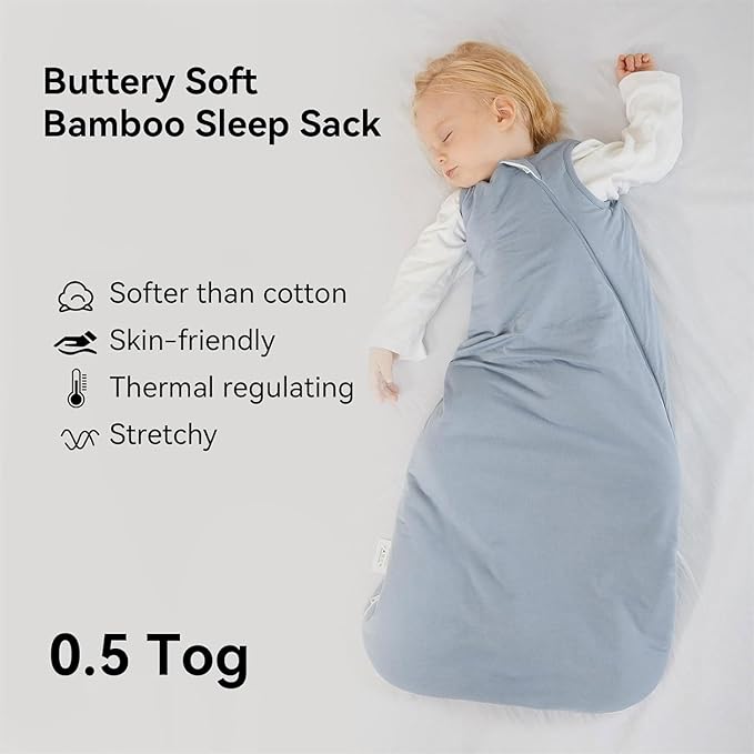 BubblePanda Rayon Made from Bamboo Sleep Sack 2t-3t 0.5 Tog Soft Lightweight Toddler Sleep Sack 24-36 Months for Babies 2-Way Zipper Wearable Blanket Baby 3t