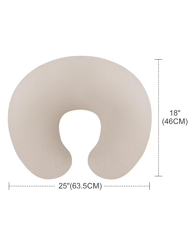 Nursing Pillow Covers 2 Pack, Muslin Nursing Cover for Breastfeeding Pillows, Comfortable for Baby Girls and Boys (Beige & Sage)
