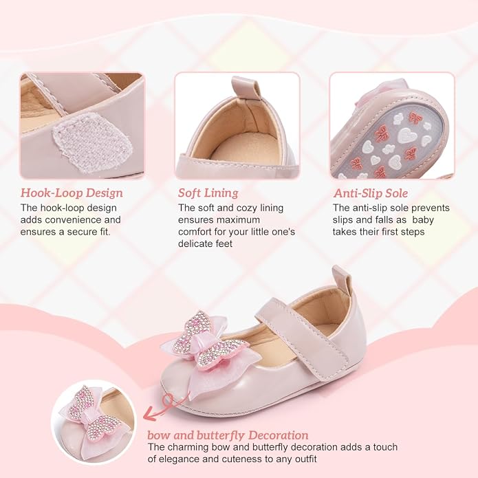 KIDSUN Infant Baby Girls Mary Jane Shoes Non-Slip Rubber Sole Ballet Slippers - Image 4