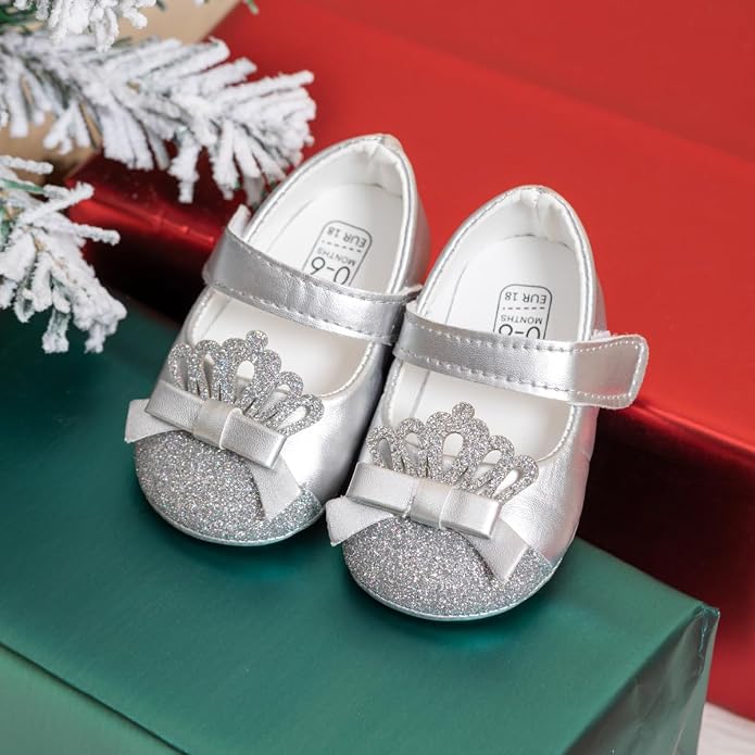 Meckior Infant Baby Girls Soft Sole Bowknot Princess Wedding Dress Mary Jane - Image 3