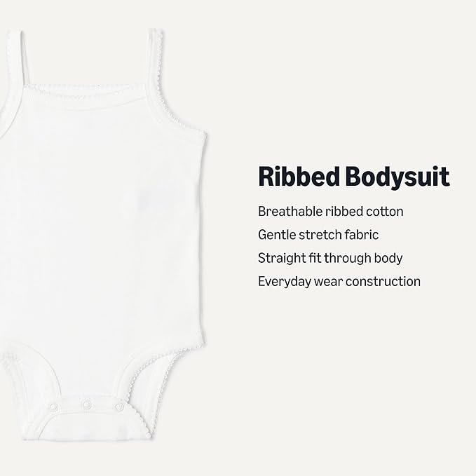 Amazon Essentials Baby Girls' Cotton Sleeveless Bodysuits, Baby Clothes - Image 2