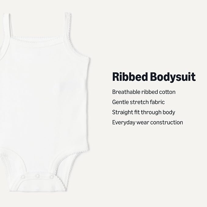 Amazon Essentials Baby Girls' Cotton Sleeveless Bodysuits, Baby Clothes - Image 2