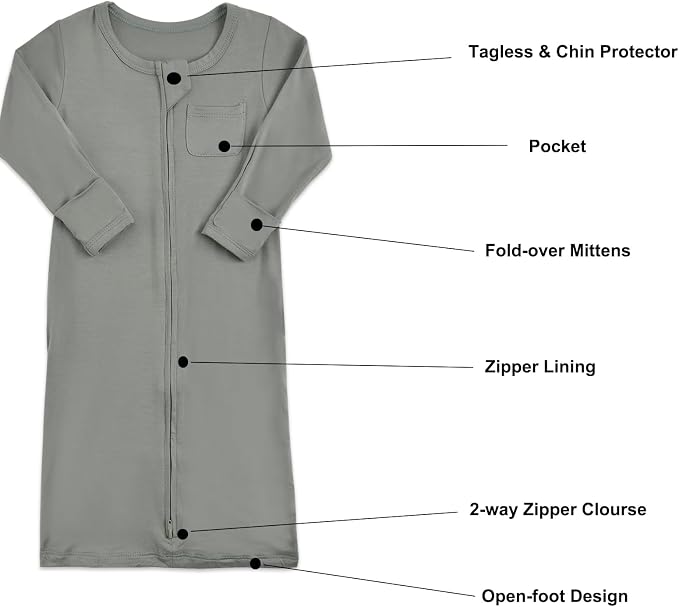 Aablexema Baby Nightgowns Rayon of Bamboo 2-way Zipper - Image 5