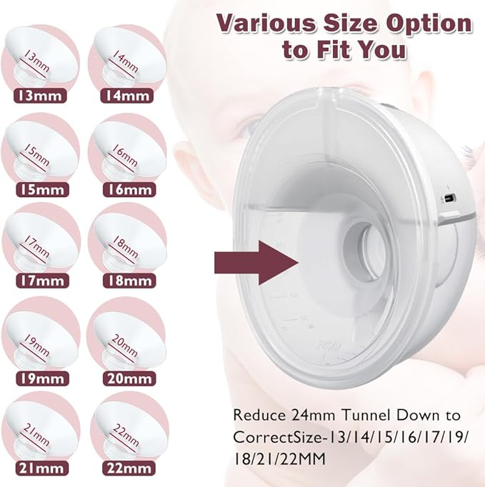 Flange Insert 17/19/21mm 6pcs Compatible with Momcozy M5/M9/M6/S12 Pro/V1 Pro/V2 Pro,for Spectra/Medela/MomMed/eufy/Lansinoh/Elvie Breast Pump,Fit for 24mm Flange/Shield of Most Pumps