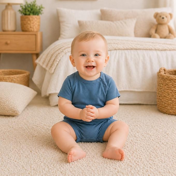 GUISBY Baby Romper 3-Pack Short Sleeve Rayon of Bamboo Bodysuit Set, 0-24M | - Image 5