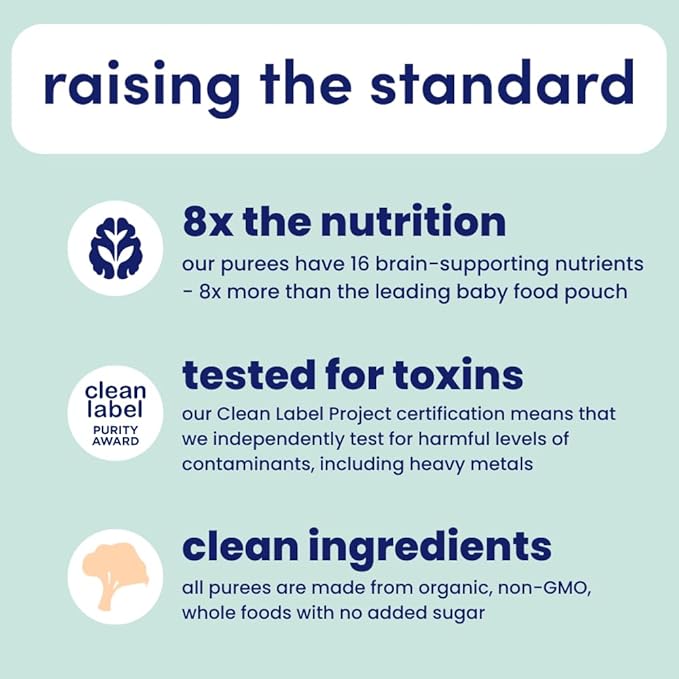 Cerebelly Organic Baby Food Pouches, Hearty Veggie Purees, 16 Nutrients, No Added Sugar, Non-GMO, Toddler Snacks, 4 Flavors, 4oz, 8 Pack