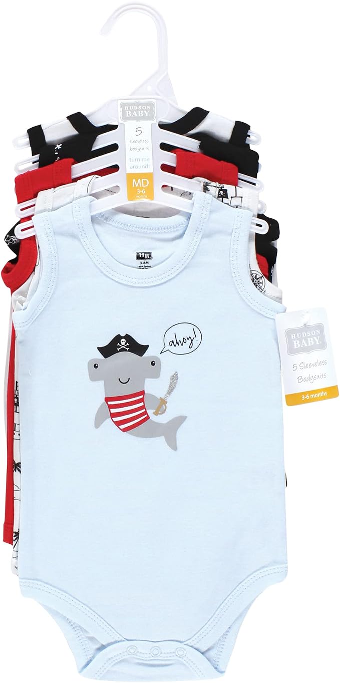 Hudson Baby Unisex Baby Cotton Sleeveless Bodysuits - Image 2