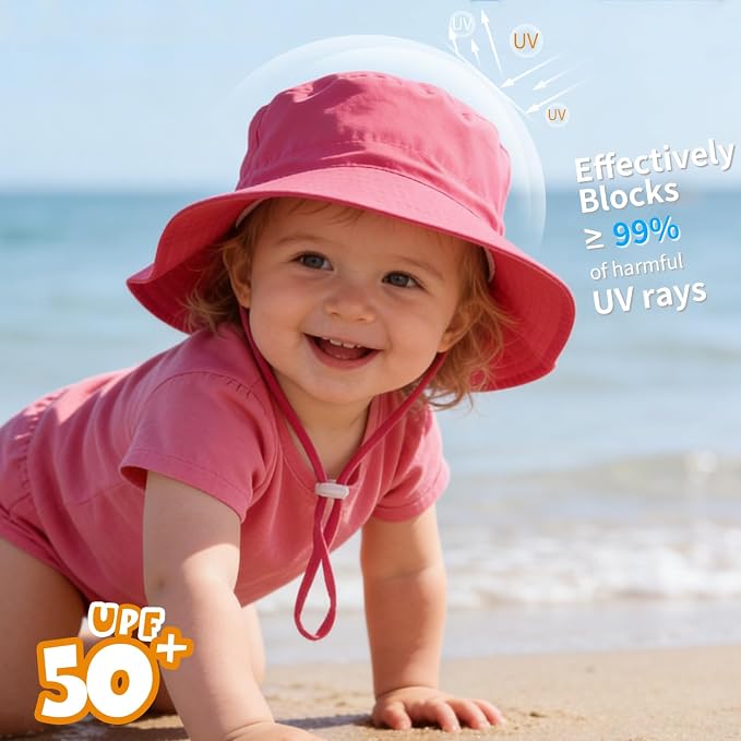 Baby Toddler Sun Hat, Boys Girls Adjustable Bucket Hat - Image 2