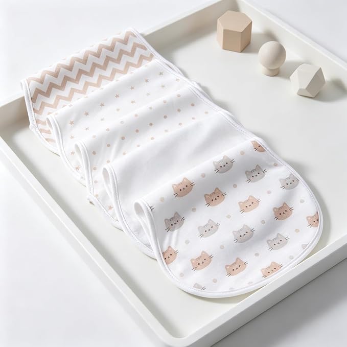 sleepyturtle Pack of 5, Baby Burp Cloths, Soft and Absorbent - Image 2