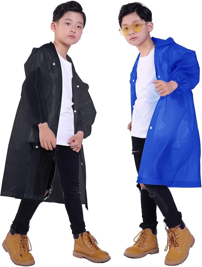 Kids Rain Jacket, 2 Pack Rain Ponchos by Makonus