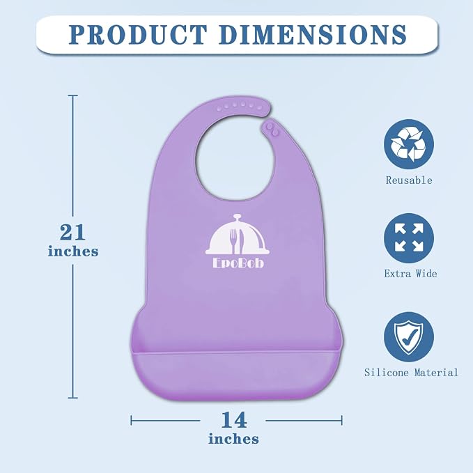Silicone Adult Bibs with Crumb Catcher, Washable and Adjustable Adult Bibs - Image 2