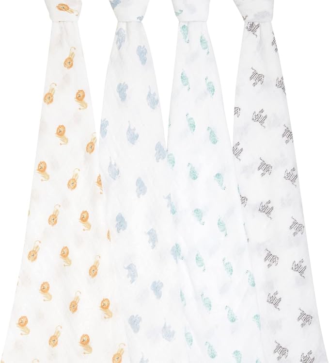 aden + anais Boutique Organic Swaddle Blanket 4-Pack – 100% Organic Cotton - Image 2