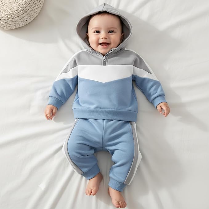 Infant Baby Boy Fall Winter Clothes Outfit Hooded Long Sweatshirt Pant Set - Image 3