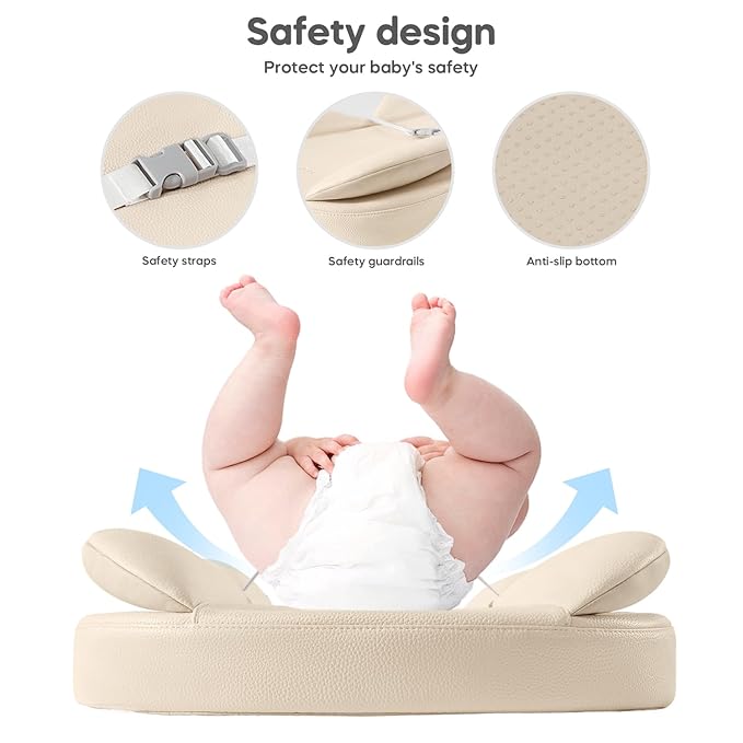 Mamatepe Leather Baby Changing Pad with Waterproof & Wipe-Clean for Dresser and Table, Lightweight and Portable - Memory Foam Cushion for Comfort, 28X16