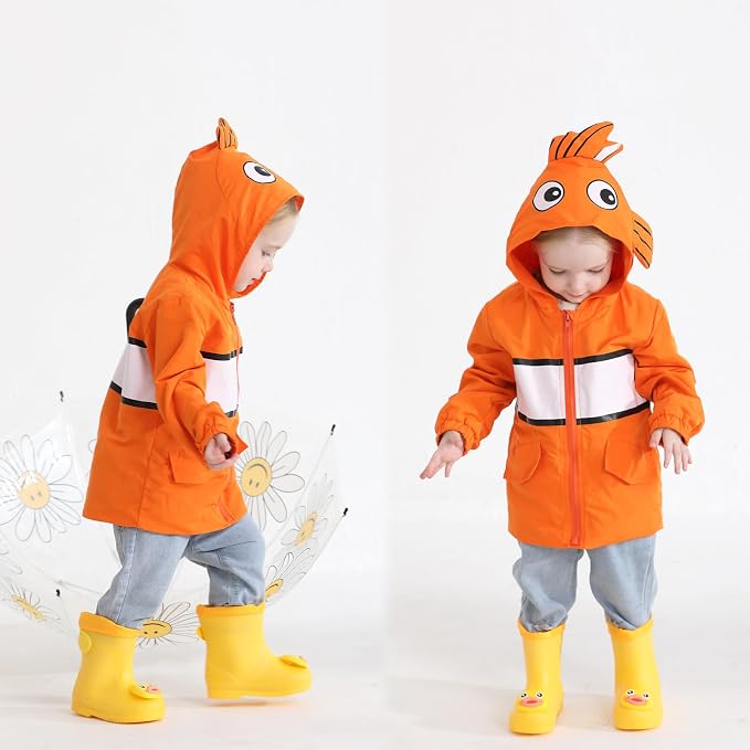 YOUNGER TREE Toddler Baby Boy Girl Duck Raincoat Cute Cartoon Hoodie Zipper - Image 2