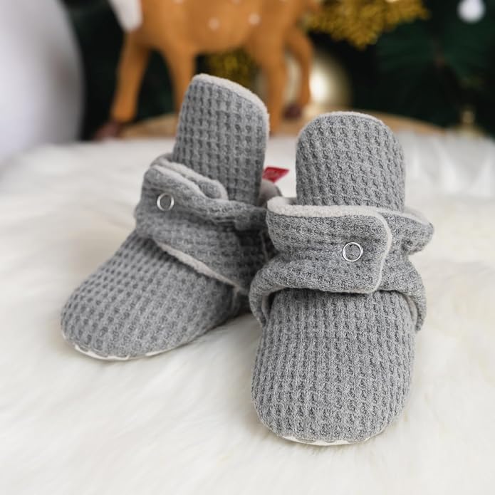 Babelvit Newborn Baby Boy Girl Soft Fleece Booties Stay On Infant Slippers - Image 3