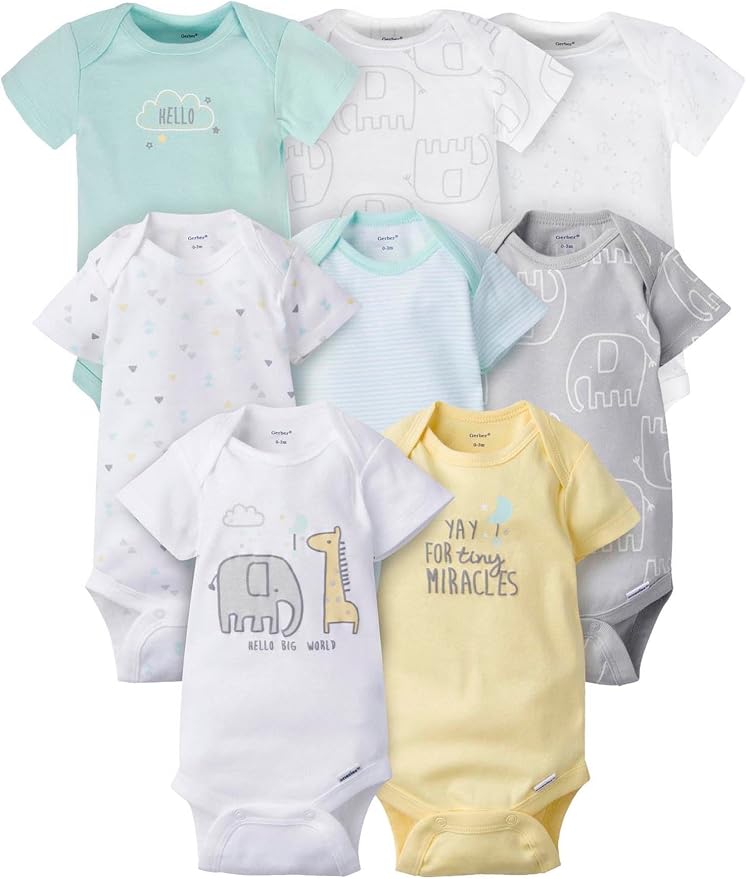 Gerber Baby Boys & Girls 8-Pack Short Sleeve Onesies Bodysuits by Gerber