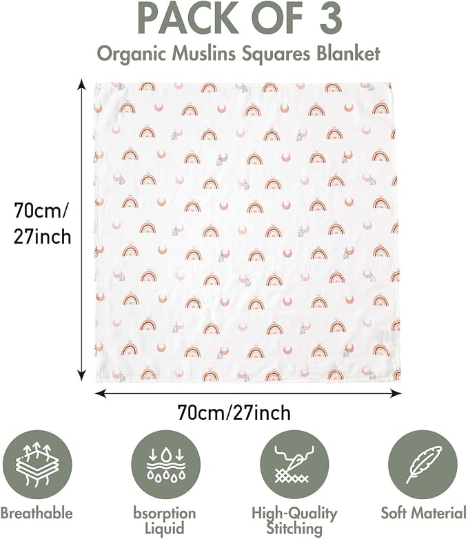 GLLQUEN BABY Receiving Blankets Muslin Swaddle Blanket - Image 4