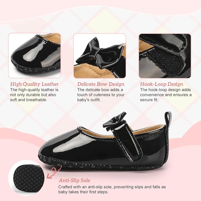 KIDSUN Infant Baby Girls Mary Jane Shoes Non-Slip Rubber Sole Ballet Slippers - Image 5