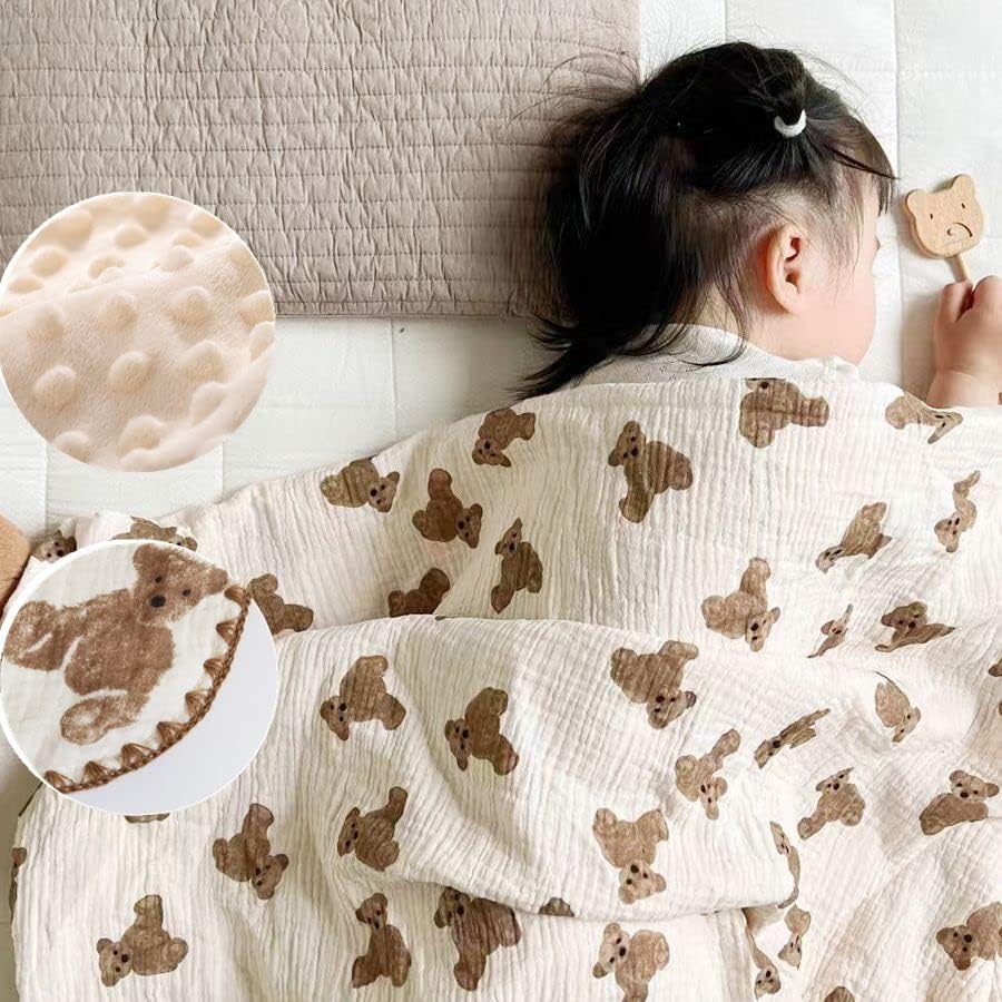 Baby Blanket Double Layer Cotton Muslin Thick Quilt Neutral 40x40Inch Soft - Image 2
