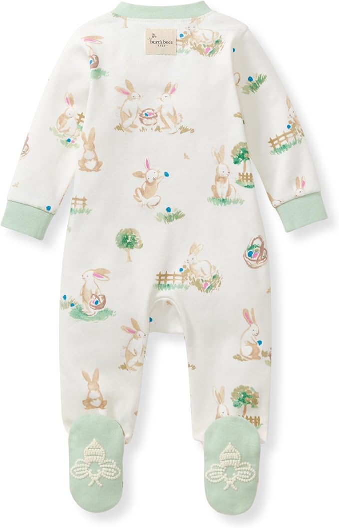 Burt's Bees Baby Boys' Organic Cotton, Sleep and Play Footed Pajamas | Easy zip - Image 2
