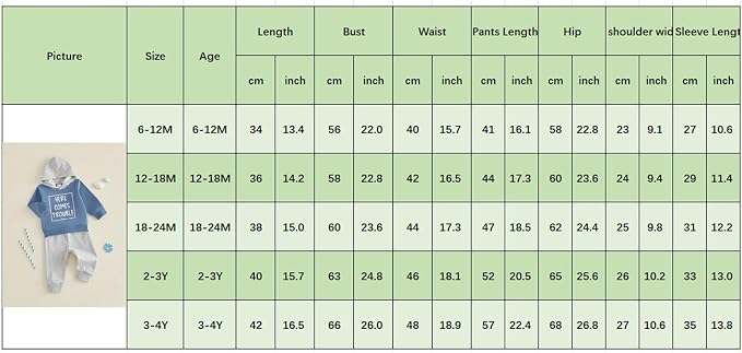 Infant Baby Boy Fall Winter Clothes Outfit Hooded Long Sweatshirt Pant Set - Image 9