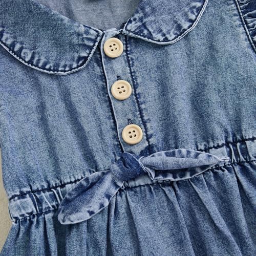 Baby Girl Denim Outfit Button Romper Jean Jumpsuit Shorts Overalls Toddler - Image 5