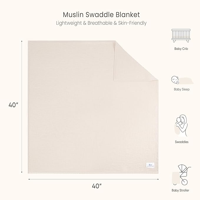 lulumoon Muslin Swaddle Blanket Baby: Cotton Receiving Wrap - Image 9