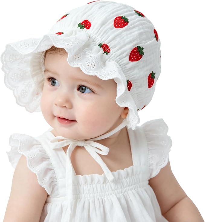 Baby-Girl Soft Breathable-Bonnet Newborn-Infant-Eyelet-Beanie Lace-Sun-Hat | - Image 8