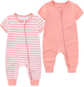BIGBIGKISS Baby Boy Girl 2 Pack Romper Short Sleeve 2 Way Zipper Jumpsuits by BIGBIGKISS
