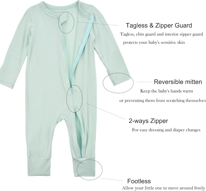 Aablexema Unisex Rayon of Bamboo Baby Footless Pajamas Romper - Image 4