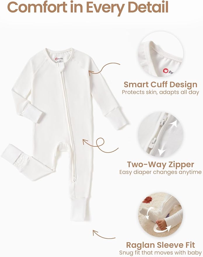 PATPAT Organic Cotton Baby Footie Pajamas - Image 5