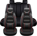 Car Seat Covers for Infiniti g37 2008-2013 | 5-Seats Seat Covers, Waterproof Seat Protectors, Automotive Seat Covers (Full Set with Pillow,Black&Red Line)