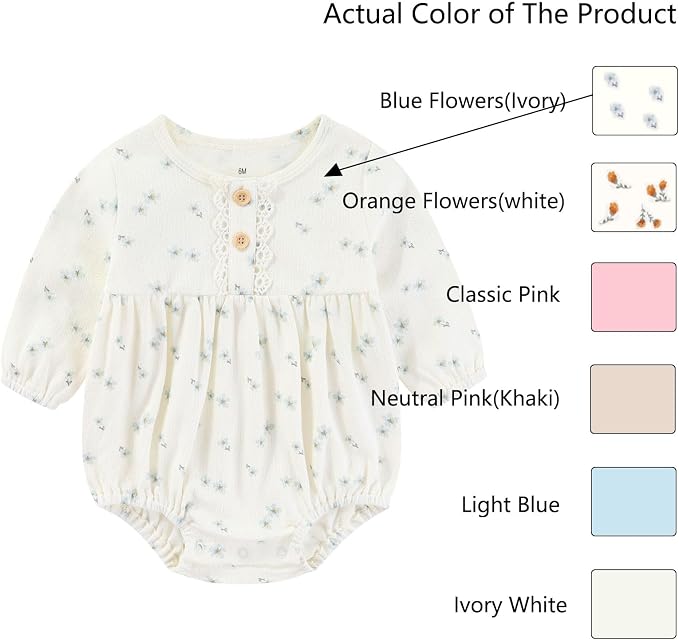 Ruliby Baby Girls Clothes Cotton Bubble Romper Summer Newborn Outfits | - Image 4