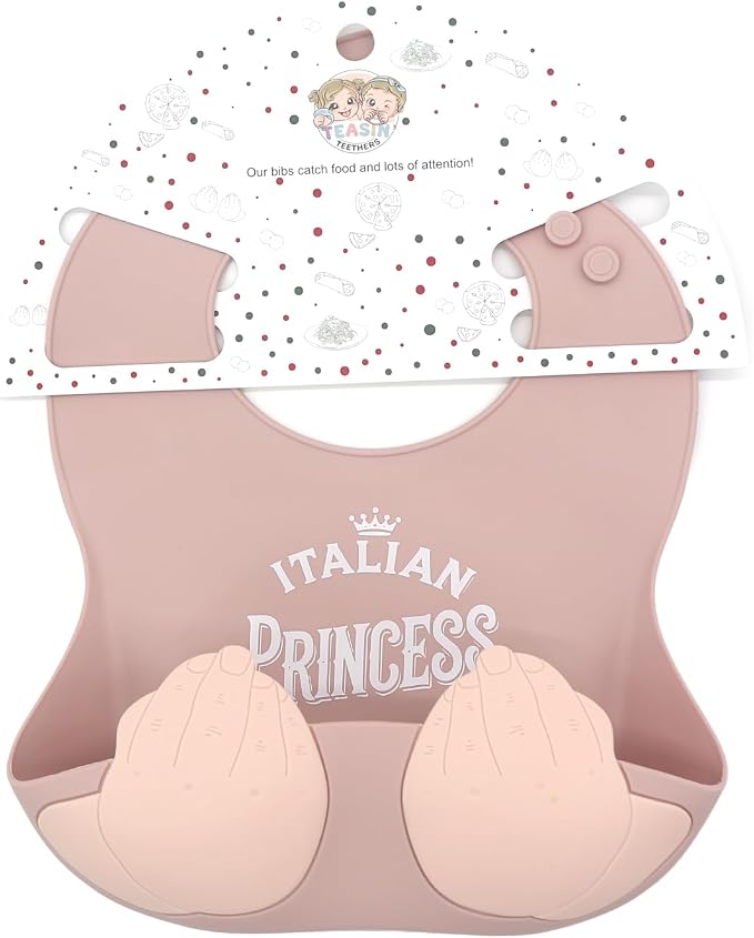 Teasin' Teethers Funny Italian Silicone Baby Bib - Image 3