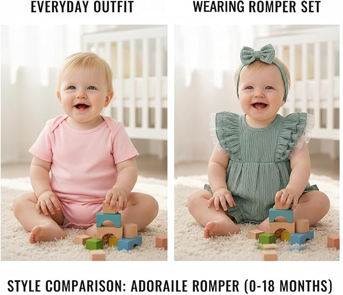 TITKKOP Ruffle Bubble Romper for Baby Girl | One-Piece Shorts Jumpsuit | Summer - Image 5