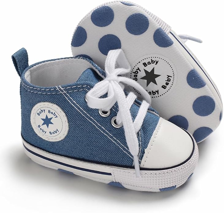Unisex Baby Girls Boys Canvas High-top Shoes, Newborn Infant Anti-Slip Soft by KKIIDDSS