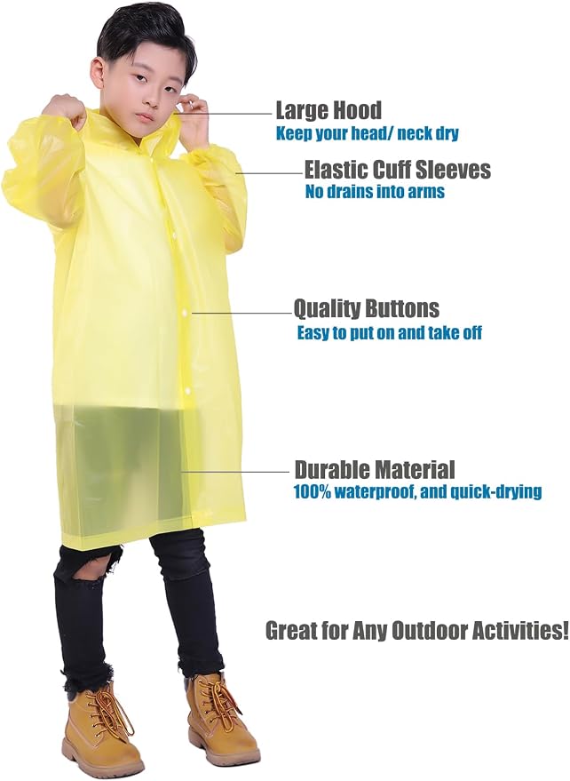 Kids Rain Jacket, 2 Pack Rain Ponchos - Image 3