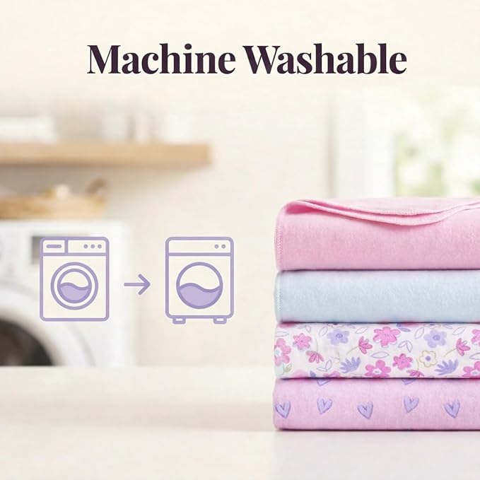 EVERYDAY KIDS 4 Pack of Soft Flannel Receiving Baby Blanket Set - Image 8