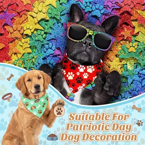 50 Pcs National Dog Day Dog Bandanas Bulk Pastel Paw Prints Pattern - Image 6