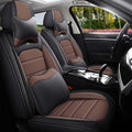 Leather Seat Cover for Ford Edge 2010-2026,Waterproof Soft Seat Covers,Interior Accessories Seat Covers Cushion Vehicle Protector Airbag Compatible(Black&Coffee,Full Set with Pillow)