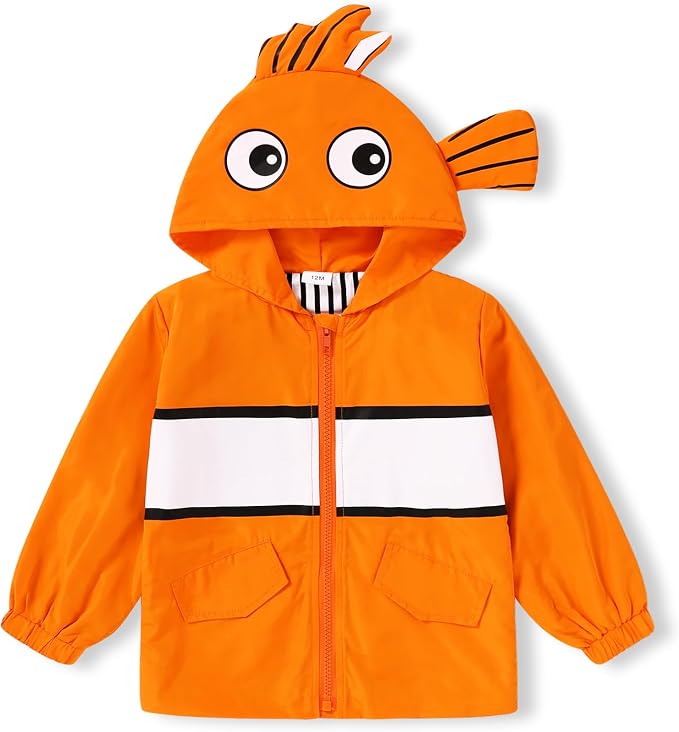 YOUNGER TREE Toddler Baby Boy Girl Duck Raincoat Cute Cartoon Hoodie Zipper by YOUNGERTREE