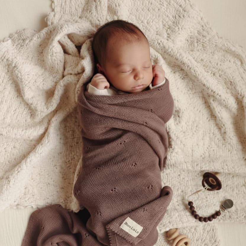 100% Luxury Organic Cotton Pointelle Knit Baby Blanket – Refined Lightweight - Image 5