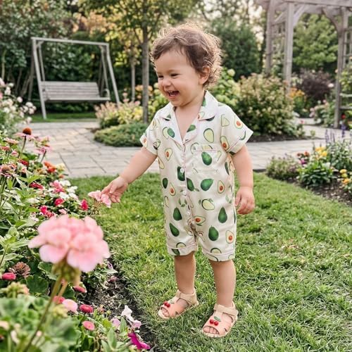 Kuriozud Baby Girl Boy Romper Pajamas Onesie Short Sleeve Button Down Pjs - Image 6