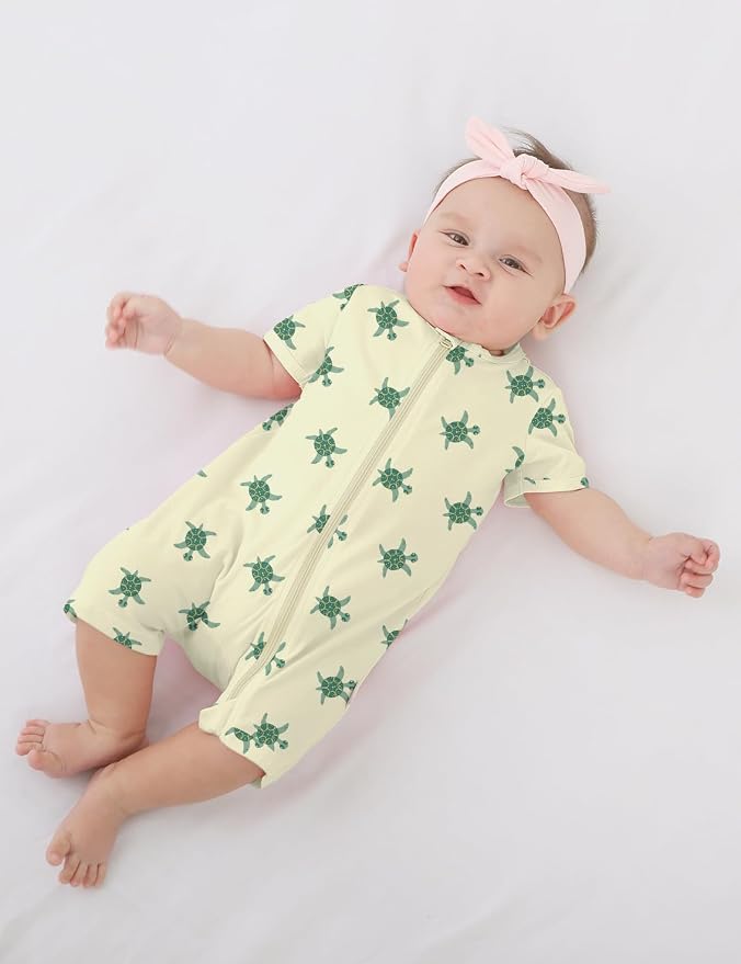 Jimonda Baby Rompers Cotton Boys Girls Short Sleeve Sleepers Pajamas Pjs | Two - Image 2