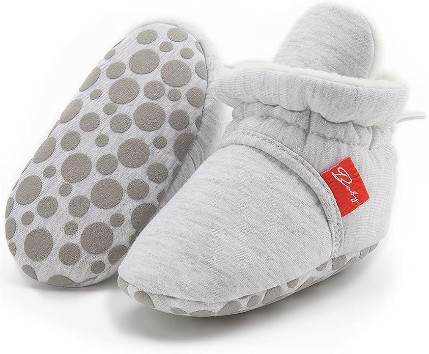 Infant Baby Boys Girls Cozy Fleece Booties Stay on Slippers Non Slip Soft by Bellocasa