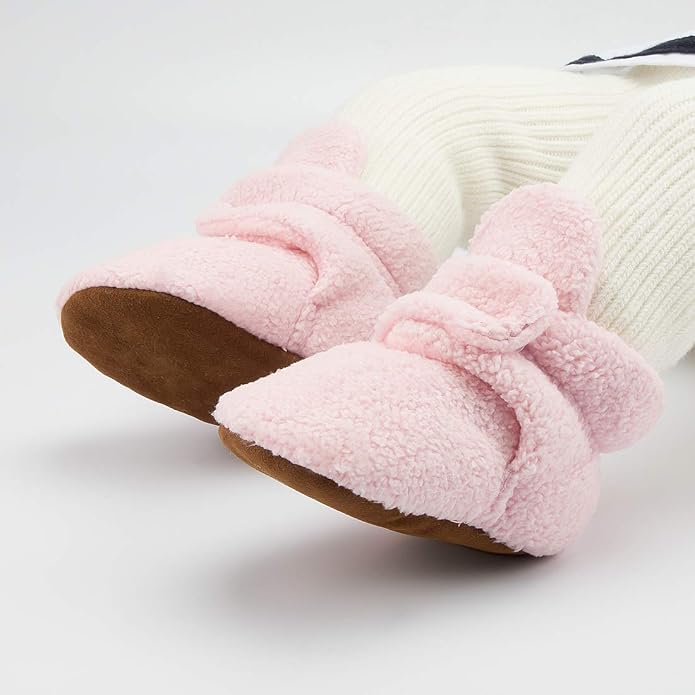 Babelvit Newborn Baby Boy Girl Soft Fleece Booties Stay On Infant Slippers - Image 3